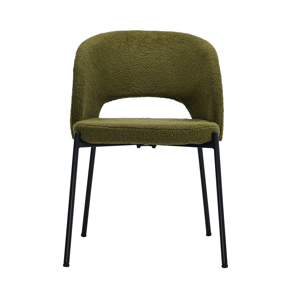 Oikiture 8x Armchair Dining Chair Sherpa Green&Black