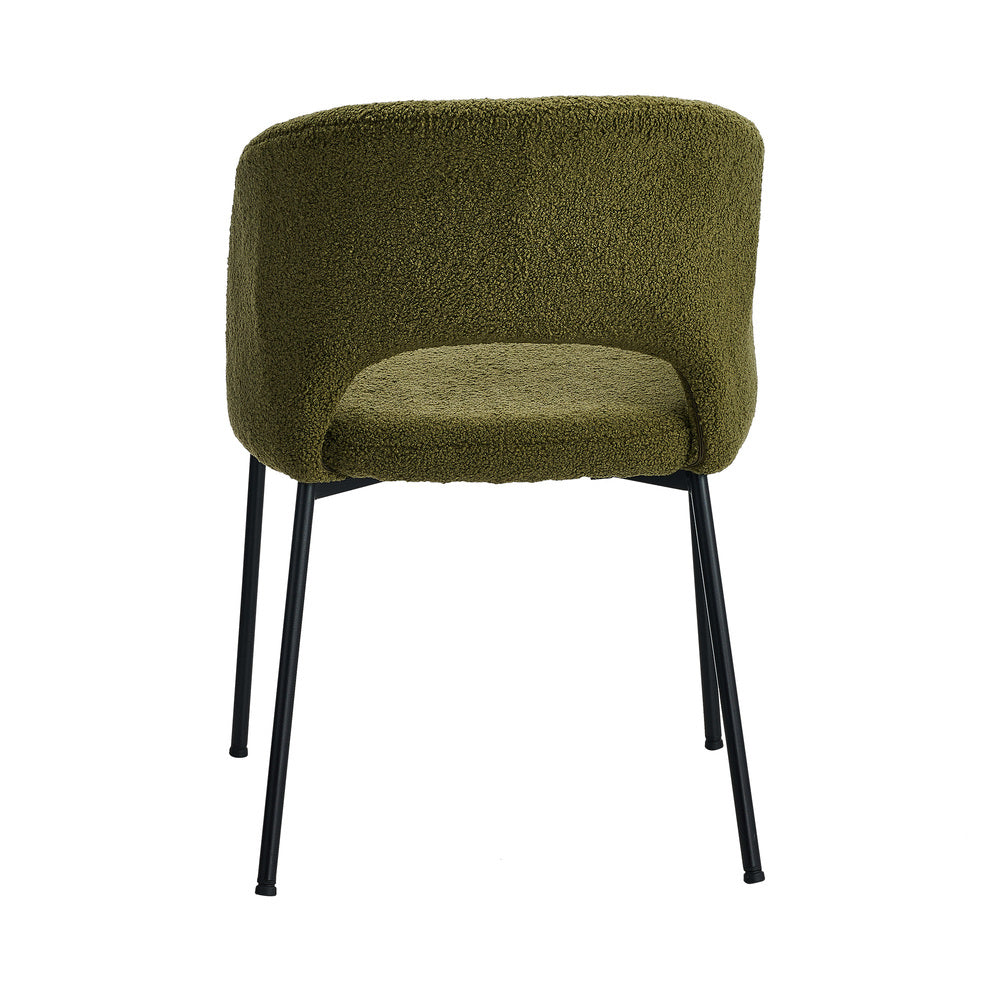 Oikiture 8x Armchair Dining Chair Sherpa Green&Black