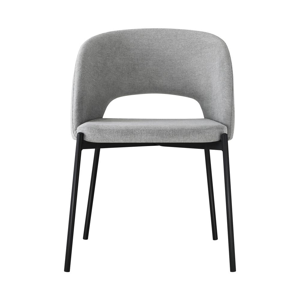 Dining Chair Set of 2 Linen Grey and Black