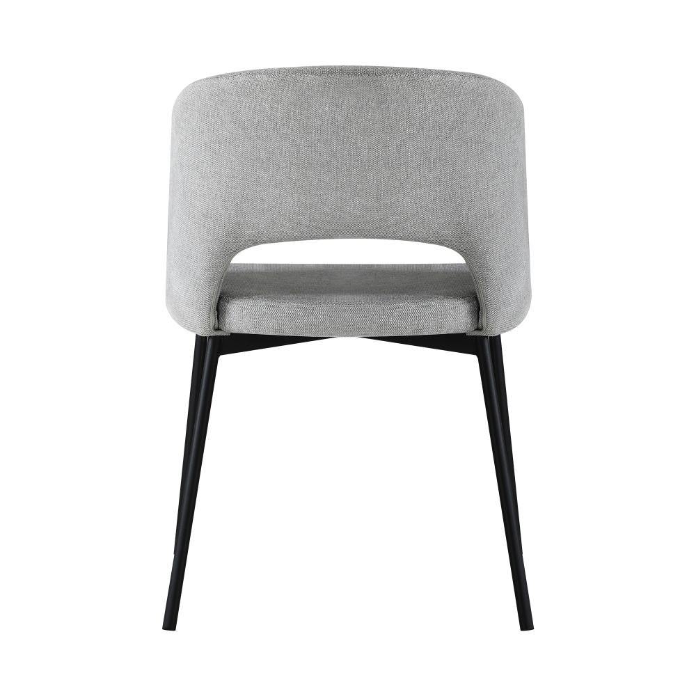 Dining Chair Set of 2 Linen Grey and Black