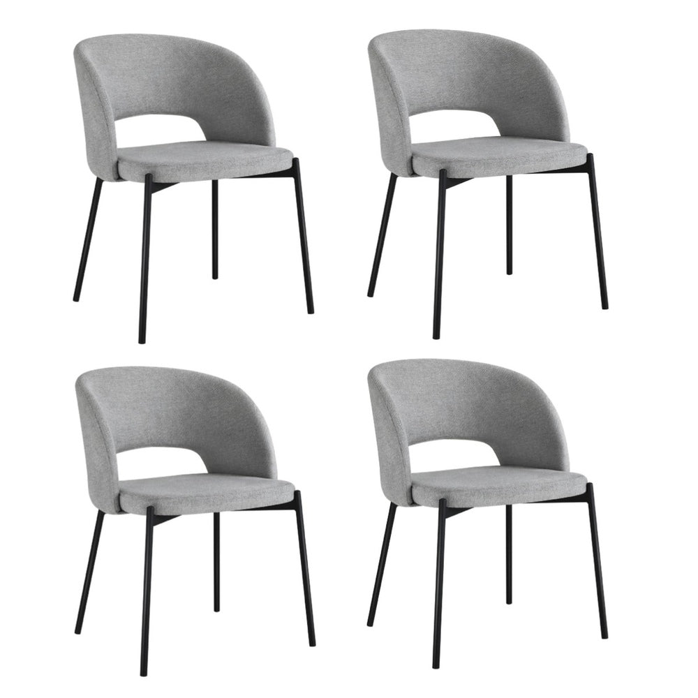 4x Armchair Dining Chair Fabric Grey&Black