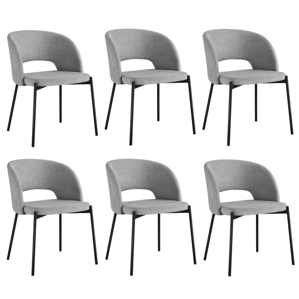 6x Armchair Dining Chair Fabric Grey&Black