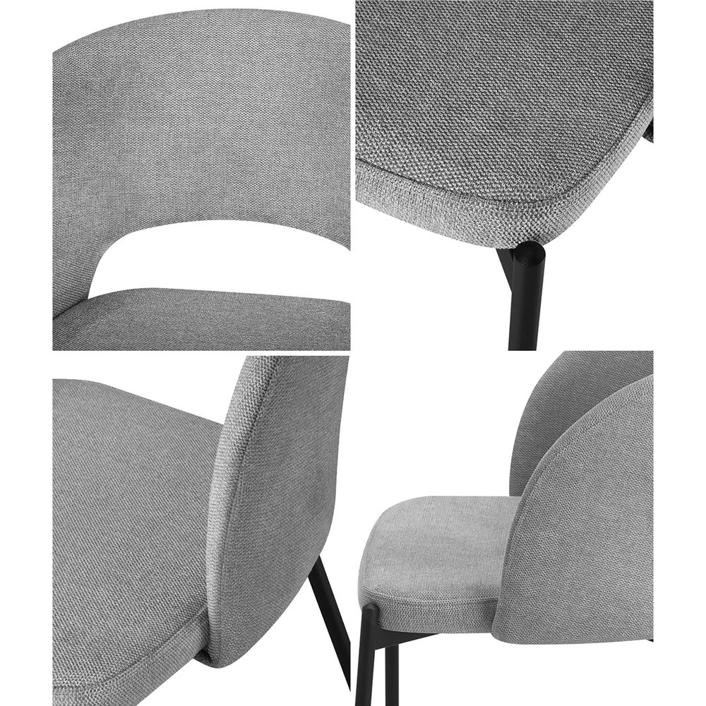 6x Armchair Dining Chair Fabric Grey&Black