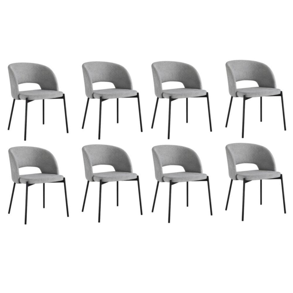 8x Dining Chair Tub Armchairs Fabric Grey&Black