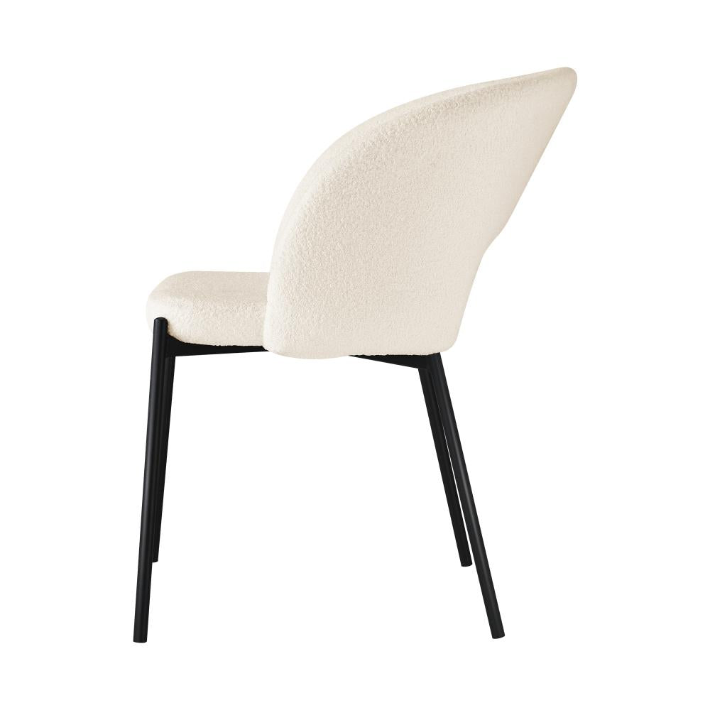 Dining Chair Set of 2 Sherpa White and Black