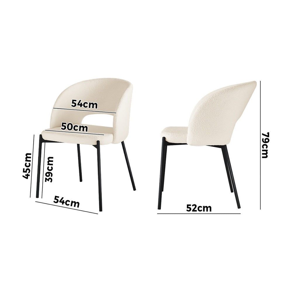 4x Armchair Dining Chair Sherpa White&Black