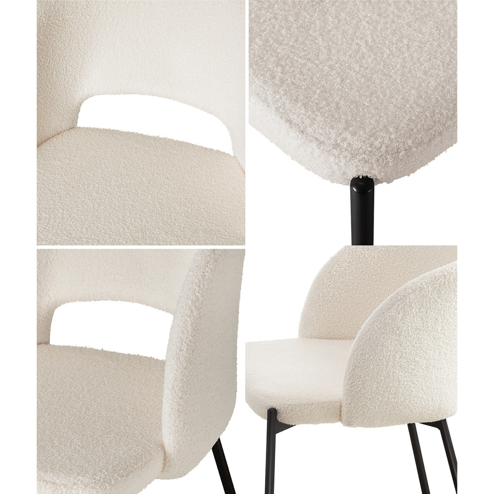 4x Armchair Dining Chair Sherpa White&Black