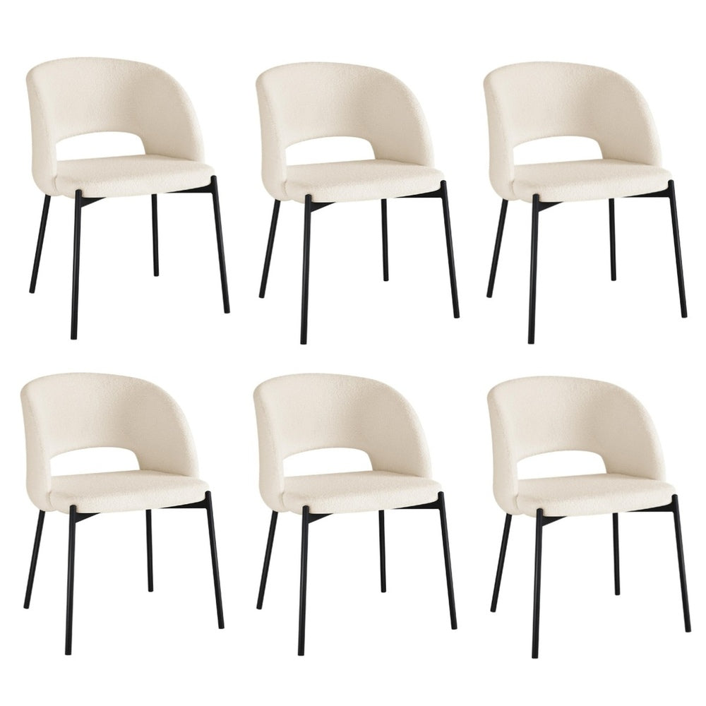 6x Armchair Dining Chair Sherpa White&Black