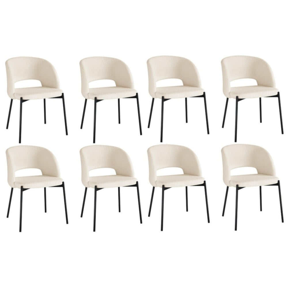 8x Dining Chair Tub Armchairs Sherpa Black&White