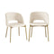 Dining Chair Set of 2 Sherpa White and Gold
