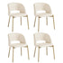 4x Armchair Dining Chair Sherpa White&Gold