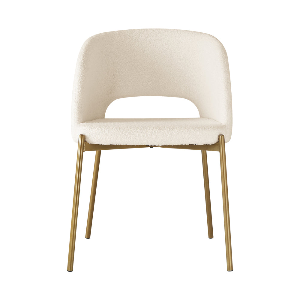 4x Armchair Dining Chair Sherpa White&Gold