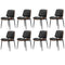 Oikiture 8x Dining Chairs Retro PU Leather Solid Wood Metal Leg Black