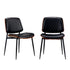Oikiture 8x Dining Chairs Retro PU Leather Solid Wood Metal Leg Black