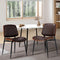 2x Dining Chairs Leather Seat Metal Legs Walnut
