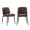 2x Dining Chairs Leather Seat Metal Legs Walnut