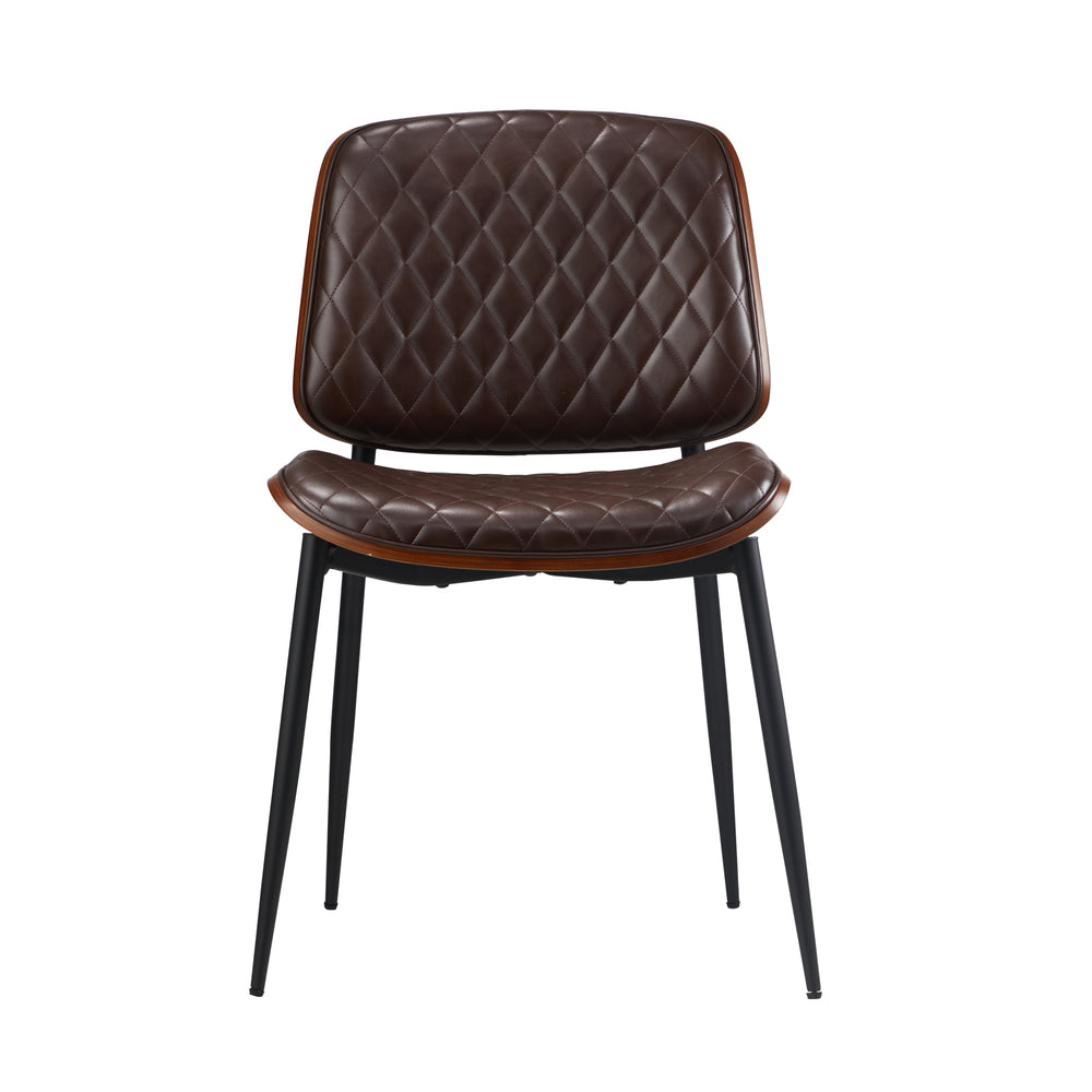 6x Dining Chairs Leather Wooden Metal Legs Walnut