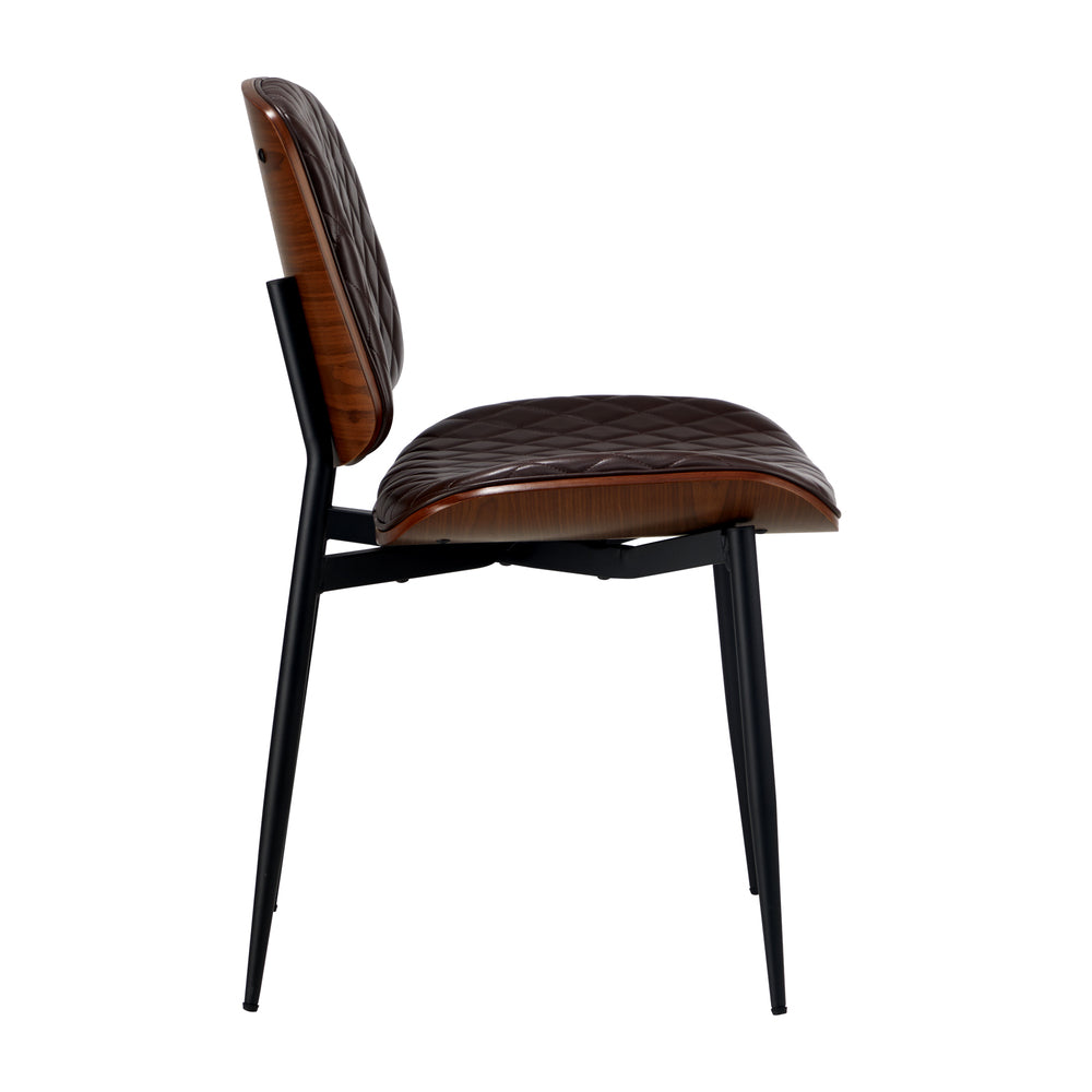 6x Dining Chairs Leather Wooden Metal Legs Walnut