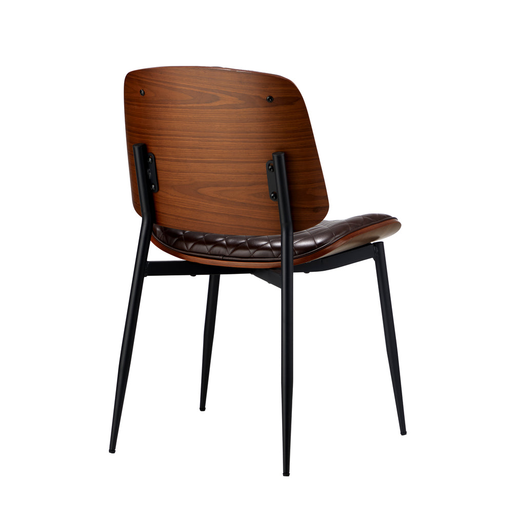 6x Dining Chairs Leather Wooden Metal Legs Walnut