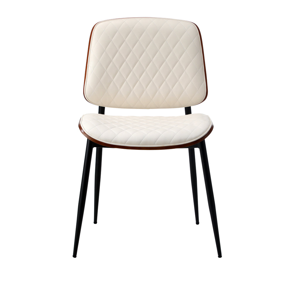 6x Dining Chairs PU Leather Wood Frame Metal Legs White