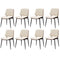Oikiture 8x Dining Chairs Retro PU Leather Solid Wood Metal Leg White