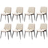 Oikiture 8x Dining Chairs Retro PU Leather Solid Wood Metal Leg White
