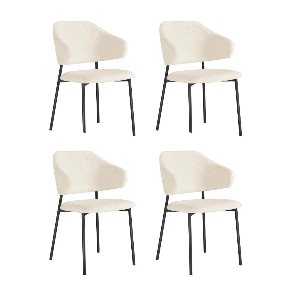 4x Dining Chairs Tub Sherpa White&Black