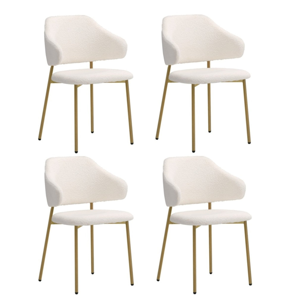 4x Dining Chair Sherpa Gold&White