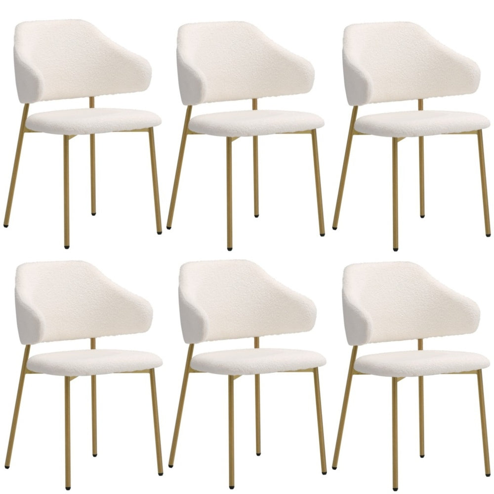 6x Dining Chair Sherpa Gold&White