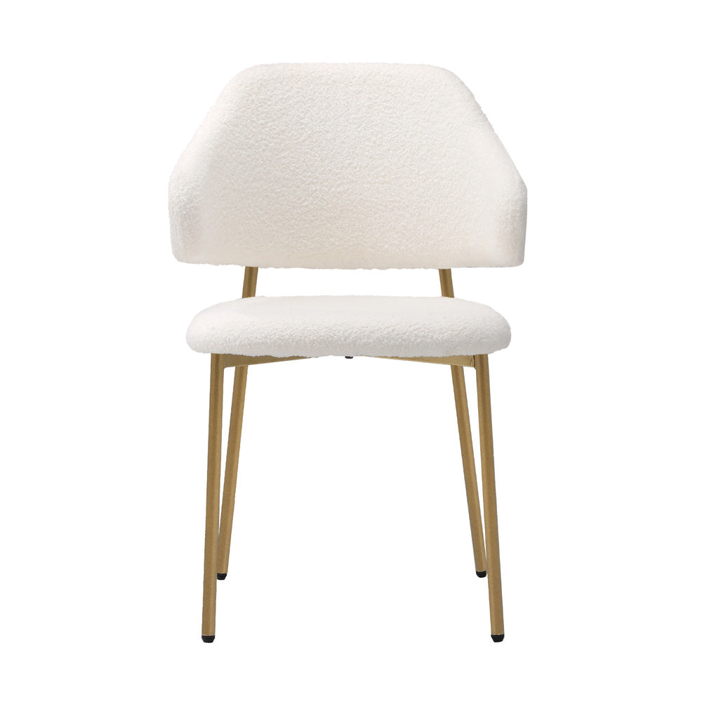 6x Dining Chair Sherpa Gold&White