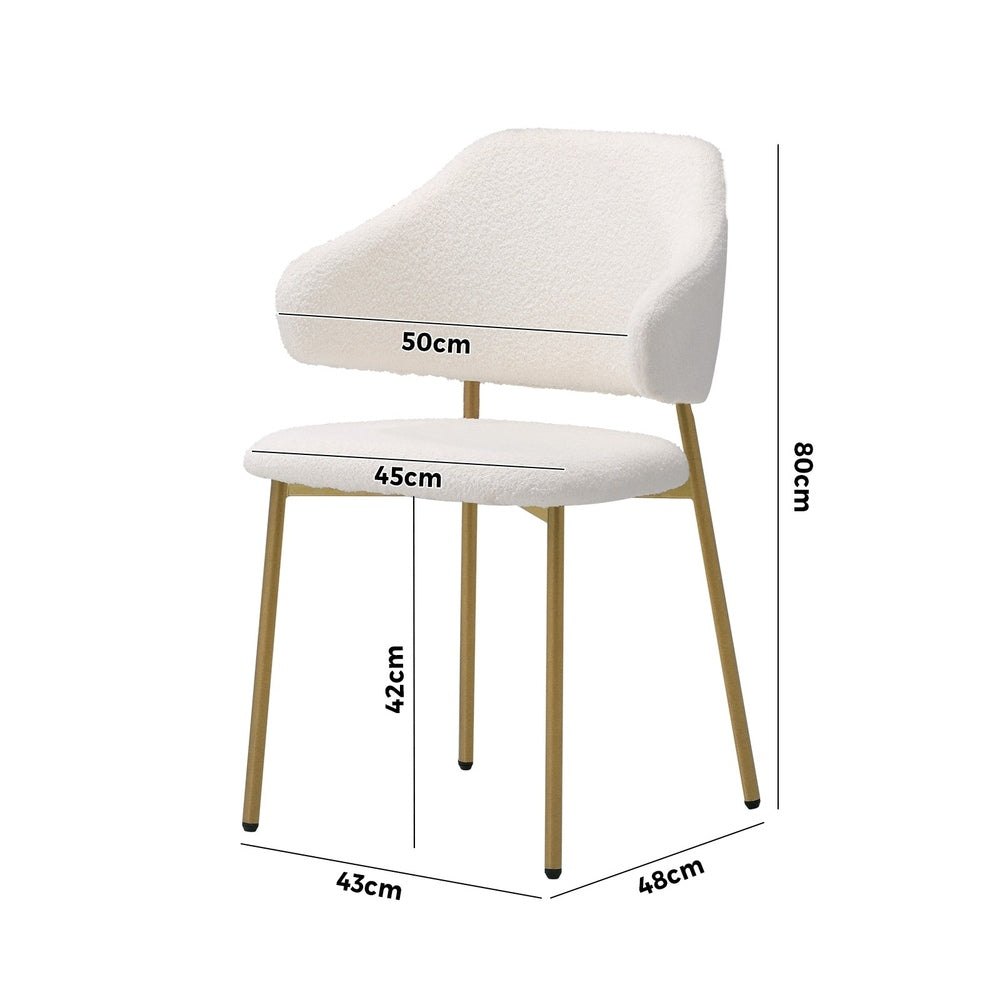 6x Dining Chair Sherpa Gold&White