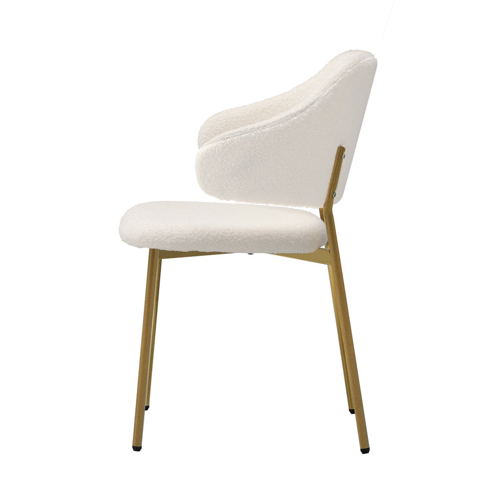 6x Dining Chair Sherpa Gold&White