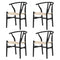 4xDining Chair Wooden Hans Wegner Wishbone Black