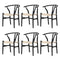 6xDining Chair Wooden Hans Wegner Wishbone Black