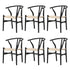 6xDining Chair Wooden Hans Wegner Wishbone Black