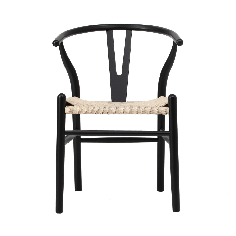 6xDining Chair Wooden Hans Wegner Wishbone Black