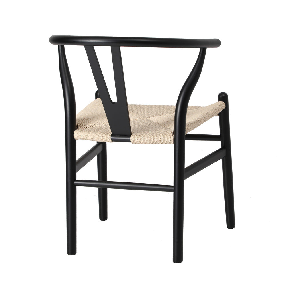 6xDining Chair Wooden Hans Wegner Wishbone Black