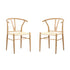 2x Dining Chair Metal Hans Wegner Chair Wishbone Beige