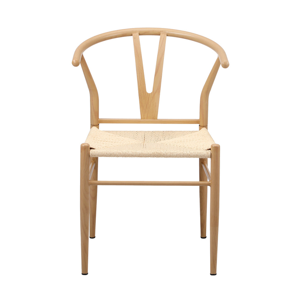 Oikiture 2x Dining Chair Metal Hans Wegner Chair Wishbone Beige