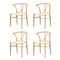 Oikiture 4x Dining Chair Metal Hans Wegner Chairs Wishbone Beige