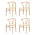 Oikiture 4x Dining Chair Metal Hans Wegner Chairs Wishbone Beige