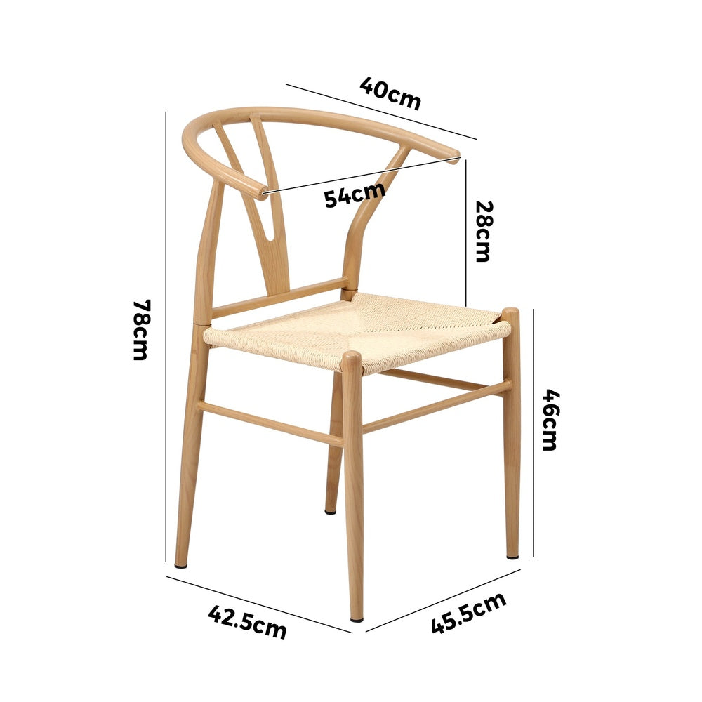 Oikiture 6x Dining Chair Metal Hans Wegner Chairs Wishbone Beige