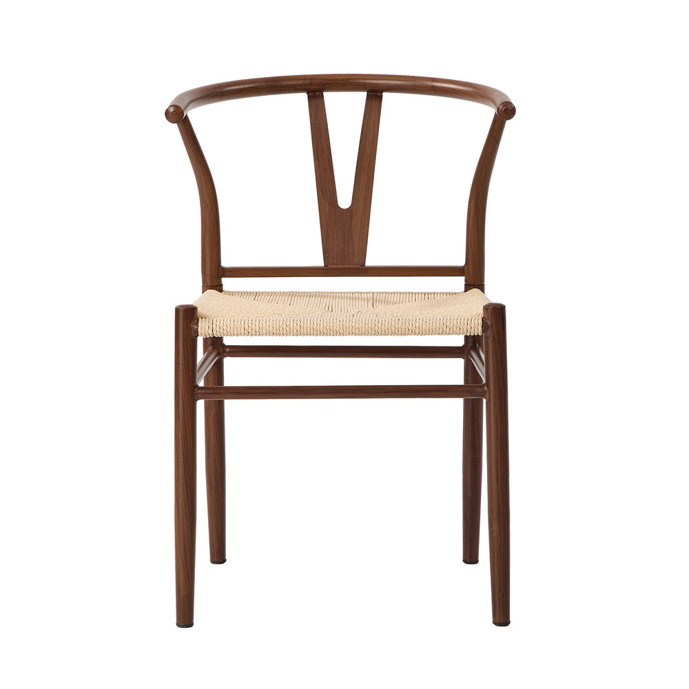 Wishbone Dining Chairs Set of 6, Walnut, Metal Frame, 120kg Cap