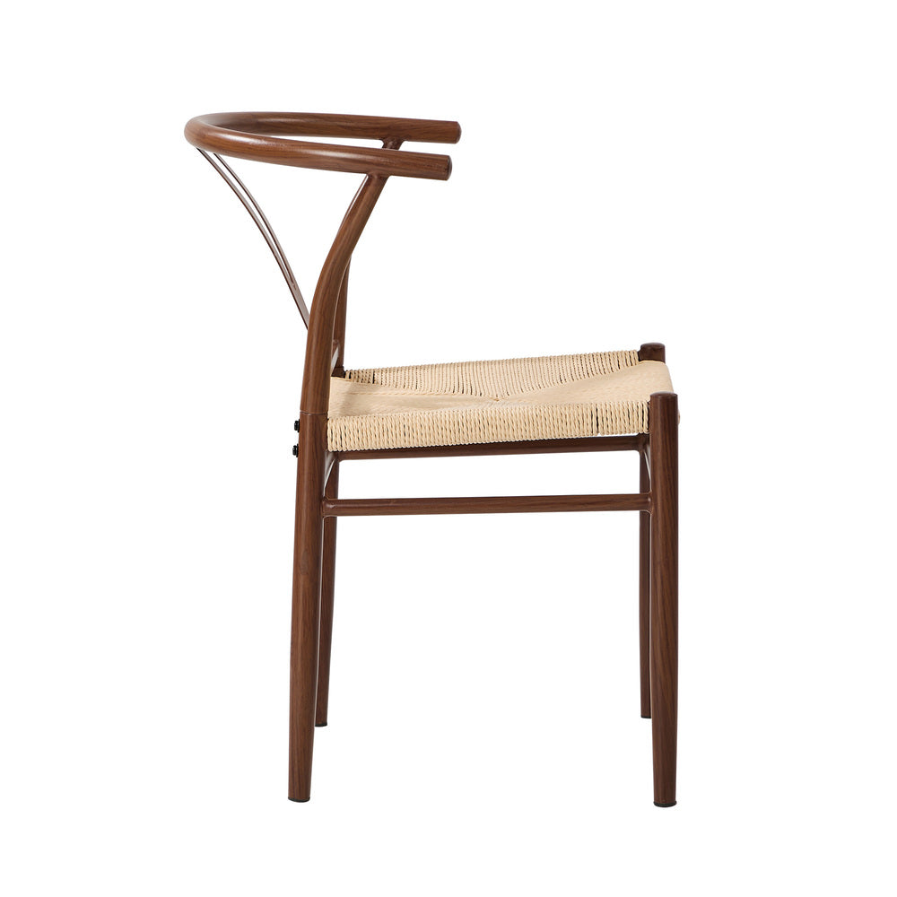 Wishbone Dining Chairs Set of 6, Walnut, Metal Frame, 120kg Cap