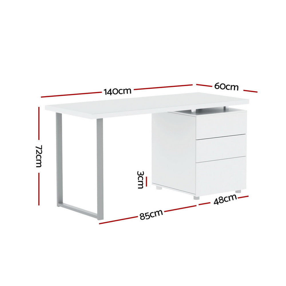 Computer Desk Drawer White 140CM