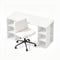 Artiss Office Desk & Chair Set 150cm Computer Desk with 6 Storage Shelves & Ergonomic Cross Legged Chair Armless Cross PU Leather Office Chair with Wheels