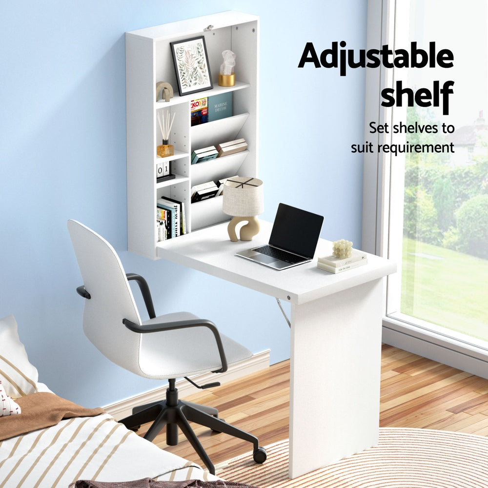 Artiss Computer Desk Bookshelf Wall Mount White