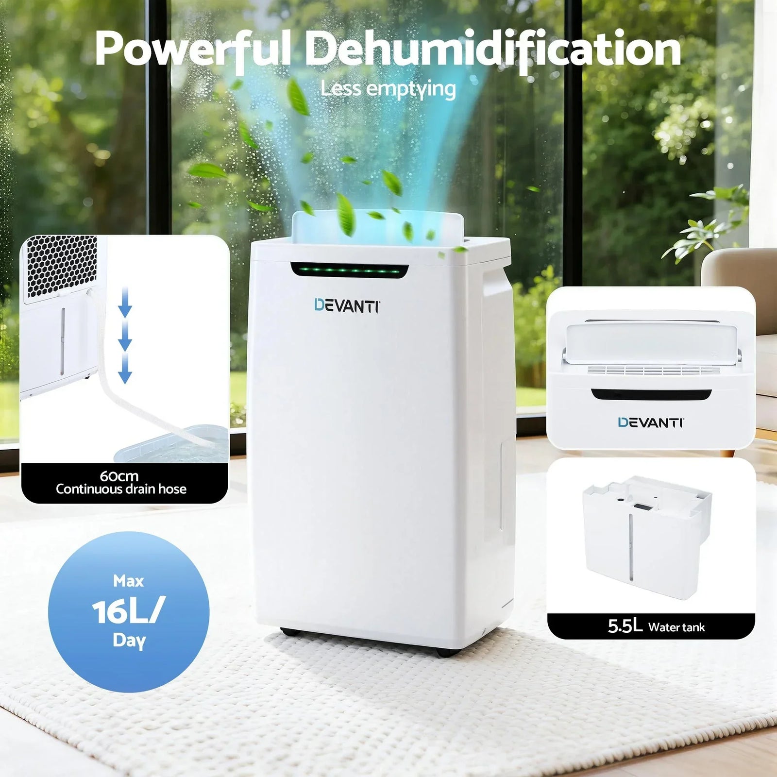 16L Dehumidifier Portable Air Dryer Moisture Absorber 5.5L Water Tank Home