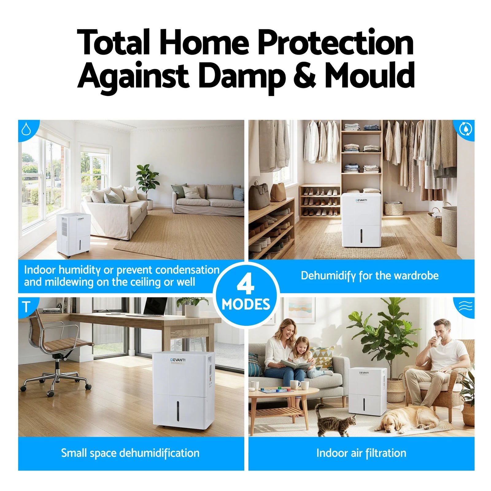 30L/Day Dehumidifier Home Air Dryer Mould Moisture 4.7L Tank