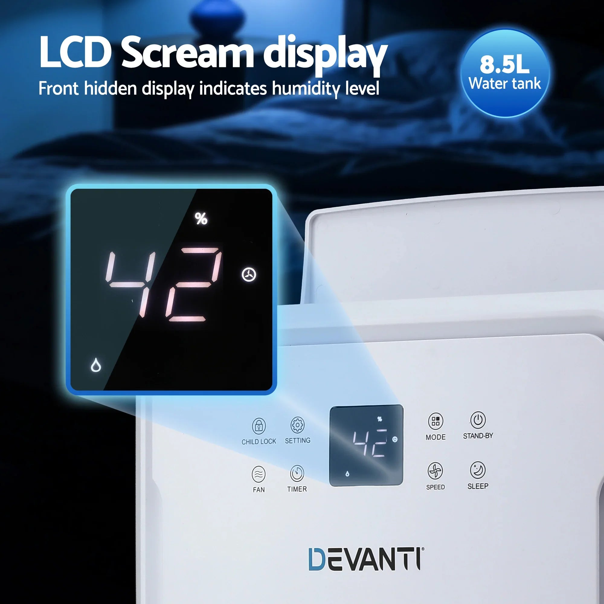 50L/Day Dehumidifier Home Air Dryer Mould Moisture 8.5L Tank